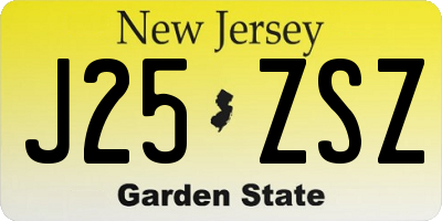NJ license plate J25ZSZ