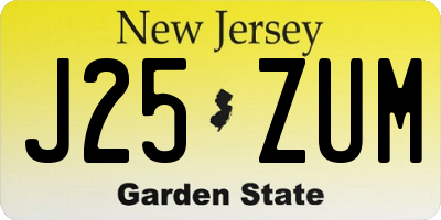 NJ license plate J25ZUM
