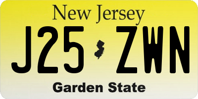 NJ license plate J25ZWN