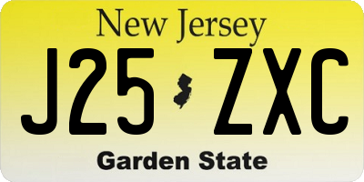 NJ license plate J25ZXC