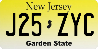 NJ license plate J25ZYC