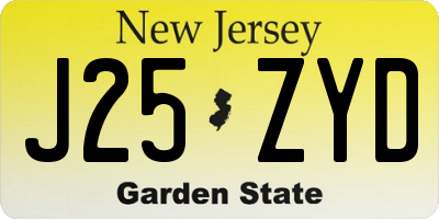 NJ license plate J25ZYD