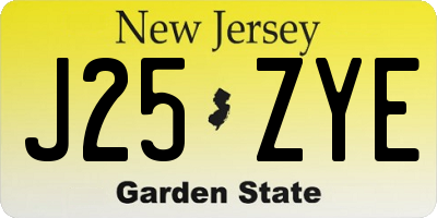 NJ license plate J25ZYE
