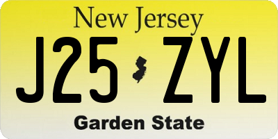 NJ license plate J25ZYL