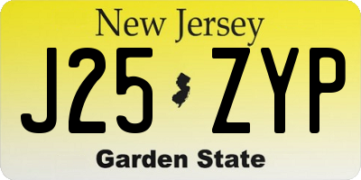 NJ license plate J25ZYP
