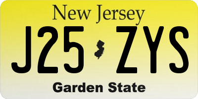 NJ license plate J25ZYS
