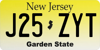 NJ license plate J25ZYT
