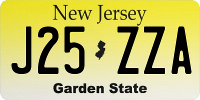 NJ license plate J25ZZA