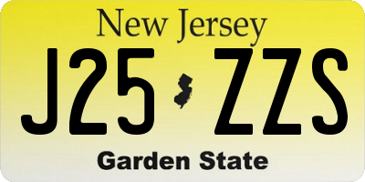 NJ license plate J25ZZS