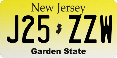 NJ license plate J25ZZW