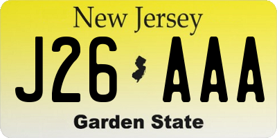 NJ license plate J26AAA