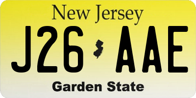 NJ license plate J26AAE