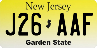 NJ license plate J26AAF