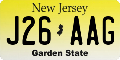 NJ license plate J26AAG