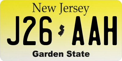 NJ license plate J26AAH
