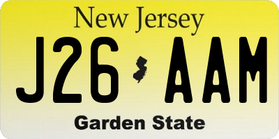 NJ license plate J26AAM