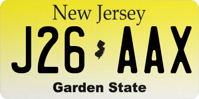 NJ license plate J26AAX