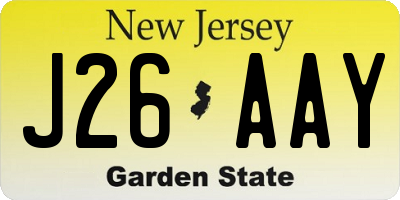 NJ license plate J26AAY