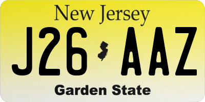 NJ license plate J26AAZ
