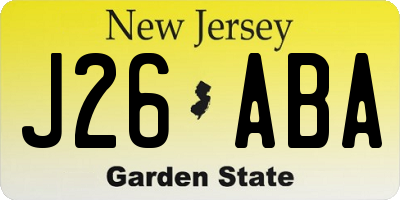NJ license plate J26ABA