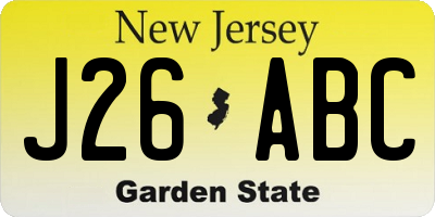 NJ license plate J26ABC