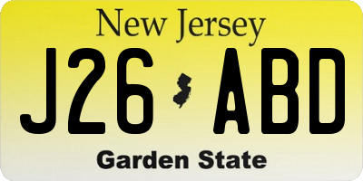 NJ license plate J26ABD