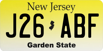 NJ license plate J26ABF