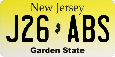 NJ license plate J26ABS