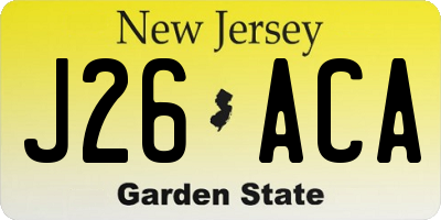NJ license plate J26ACA