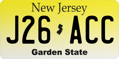 NJ license plate J26ACC