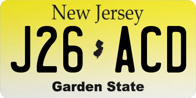 NJ license plate J26ACD