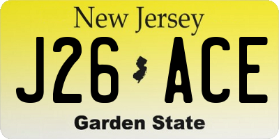NJ license plate J26ACE