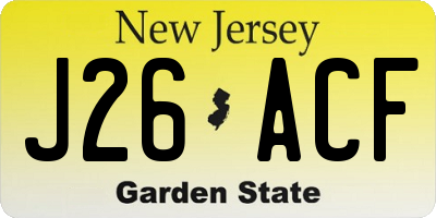 NJ license plate J26ACF