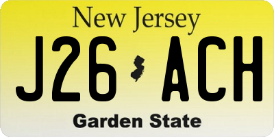 NJ license plate J26ACH