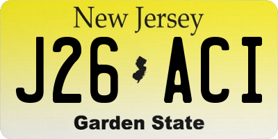 NJ license plate J26ACI
