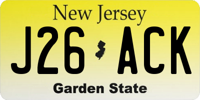 NJ license plate J26ACK