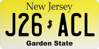 NJ license plate J26ACL