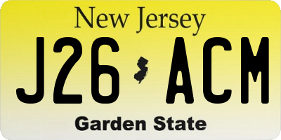NJ license plate J26ACM