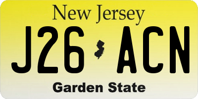 NJ license plate J26ACN