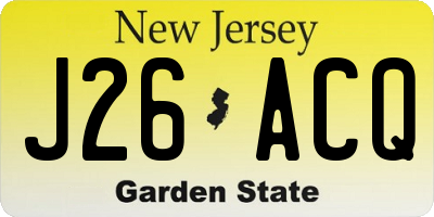 NJ license plate J26ACQ