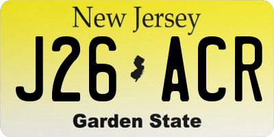 NJ license plate J26ACR