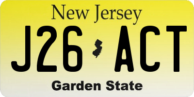 NJ license plate J26ACT