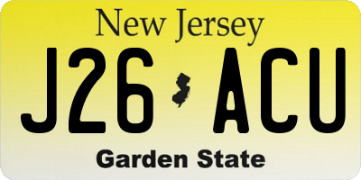 NJ license plate J26ACU
