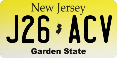 NJ license plate J26ACV