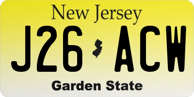 NJ license plate J26ACW
