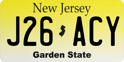 NJ license plate J26ACY
