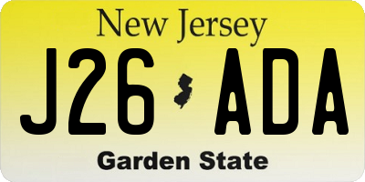 NJ license plate J26ADA