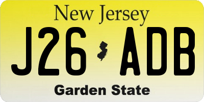 NJ license plate J26ADB