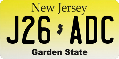 NJ license plate J26ADC