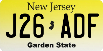 NJ license plate J26ADF